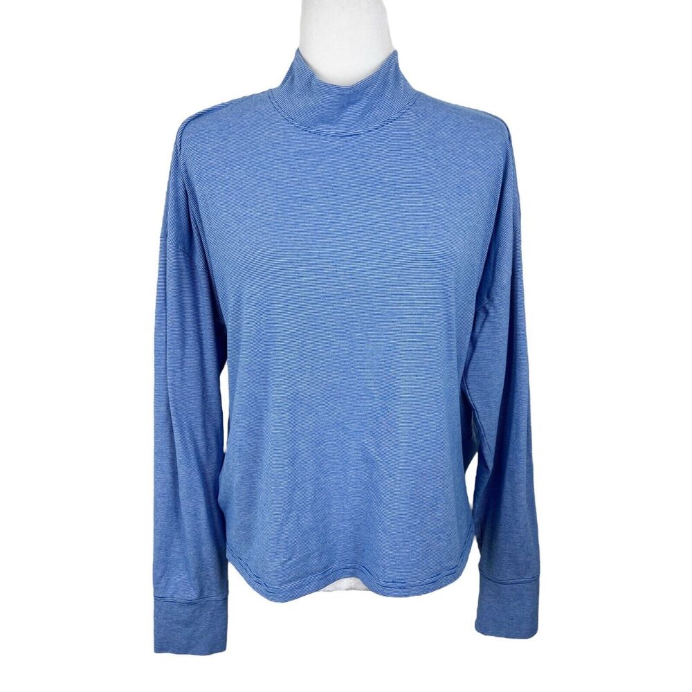 Lands' End Sweater Women Extra Large Blue White Striped Pullover Long Sleeve Tee